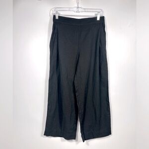 NEW Madewell Pul-On Linen Blend Wide-Leg Pant Size Black